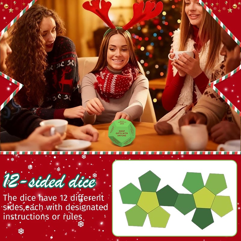 oyeftp Store Santa Swap Gift Exchange Dice, 3 * 3in Exchange Gifts Family Game, Christmas Stocking Stuffers Gift Exchange Dice Games for Friends for Xmas, Birthday, Party and Family Night, Holiday - Image 4